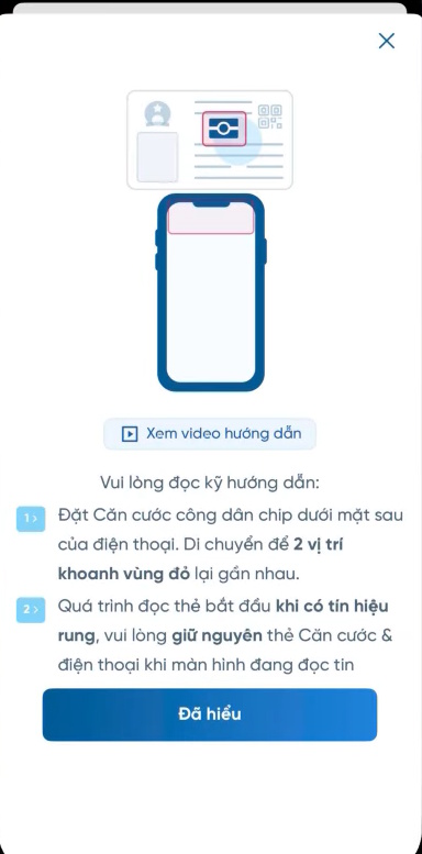 Quét CCCD gắn chip kích hoạt VietinBank iPay