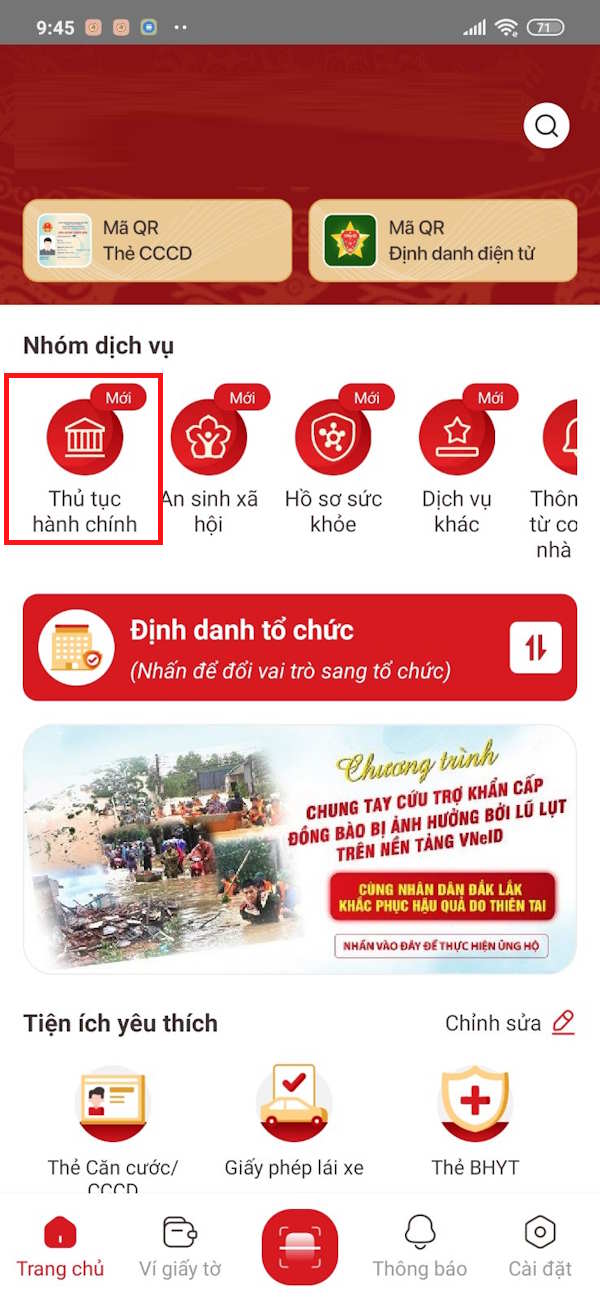 Thủ tục hành chính VneID