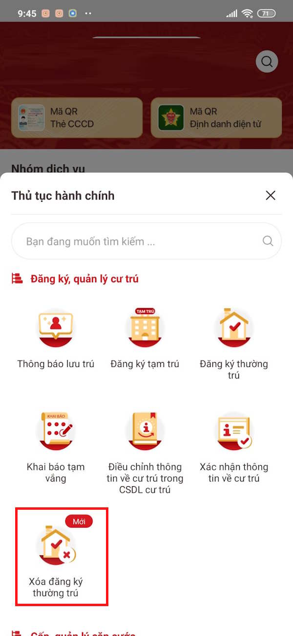 Xóa đăng ký thường trú VneID