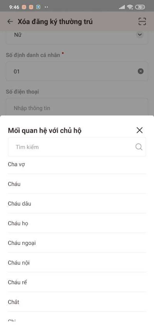 Mối quan hệ với chủ hộ