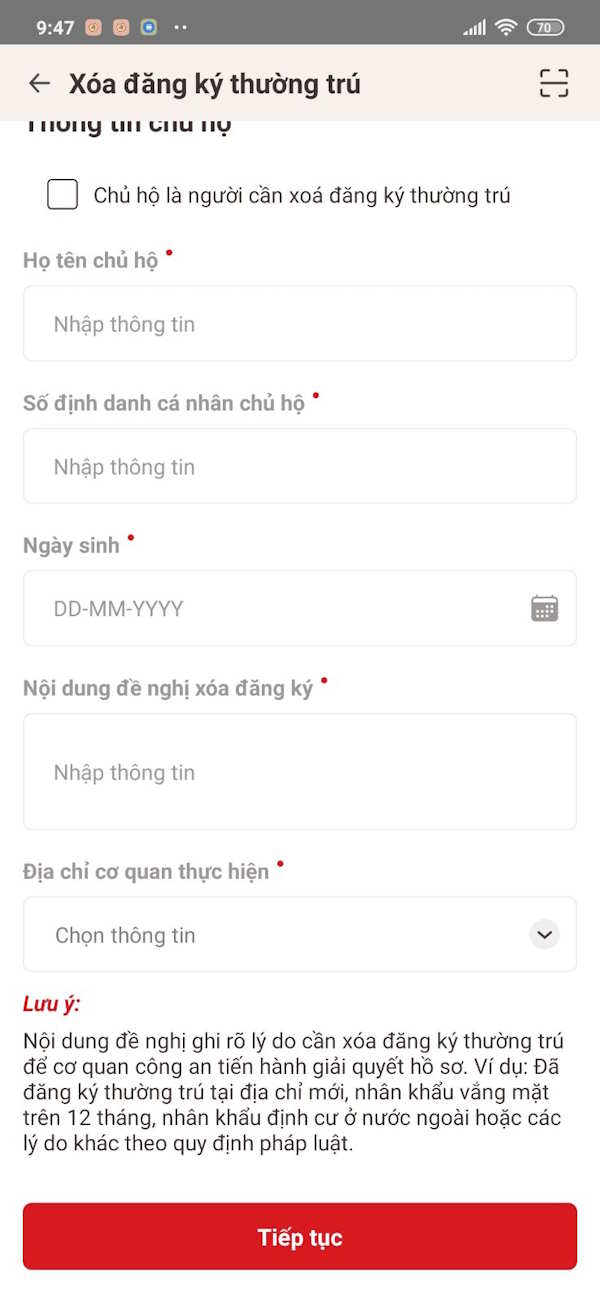 Thông tin chủ hộ