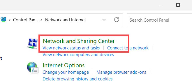Network and Sharing Center