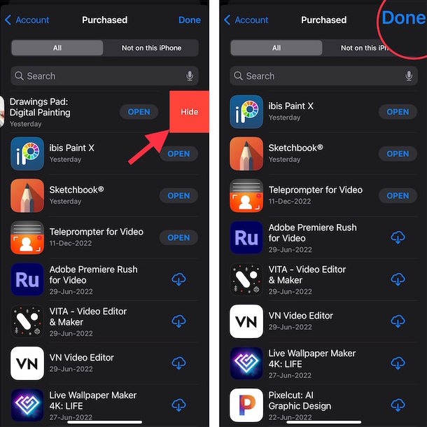 Ẩn ứng dụng mua trên App Store iPhone