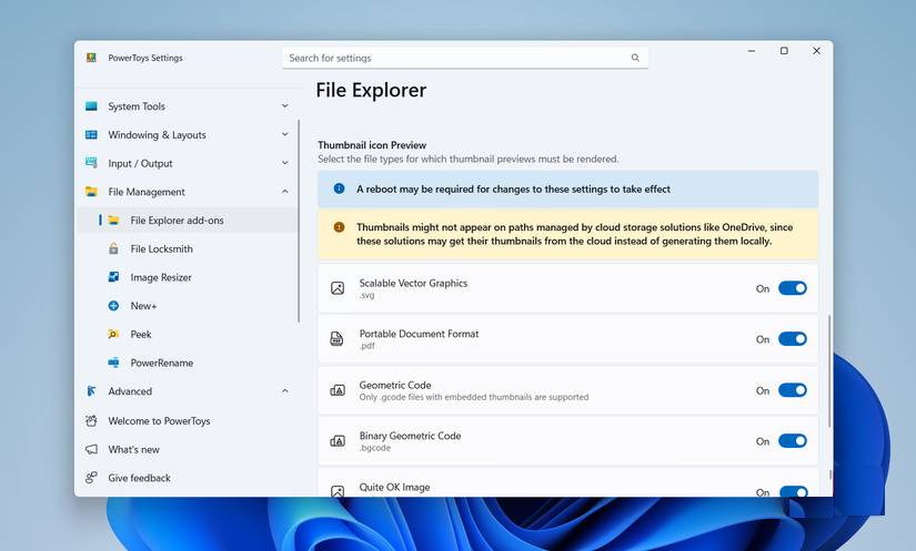 Tiện ích bổ sung cho File Explorer của PowerToys