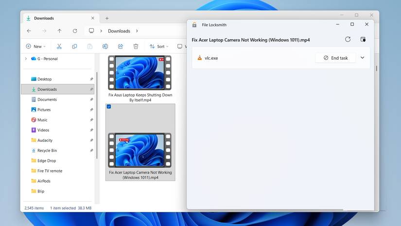 File Locksmith trong File Explorer
