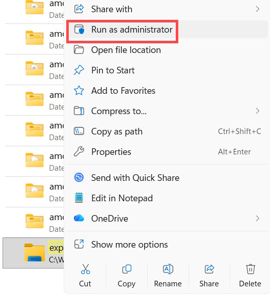 Mở File Explorer Windows 11 với quyền Admin
