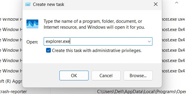 Chạy File Explorer quyền Admin qua Task Manager