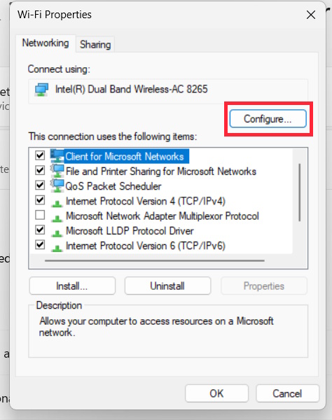 More adapter options Windows