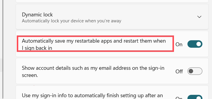 Bật mở lại ứng dụng khi đăng nhập lại Windows