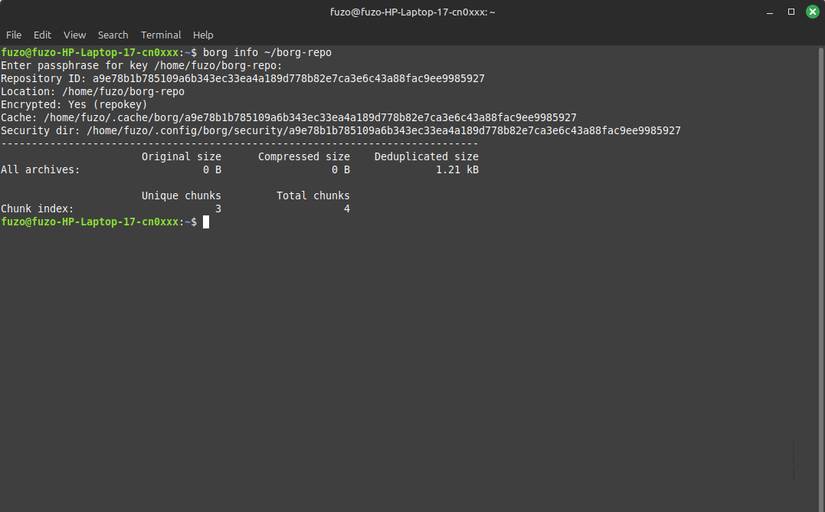 Hiển thị thông tin kho lưu trữ bao gồm mã hóa