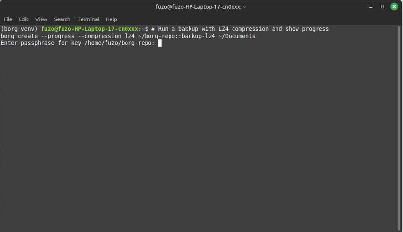 Chạy sao lưu với tính năng nén