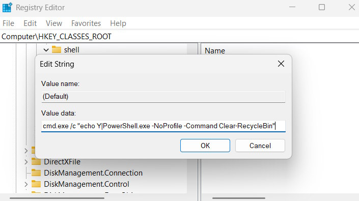 Nhập giá trị cho khóa command