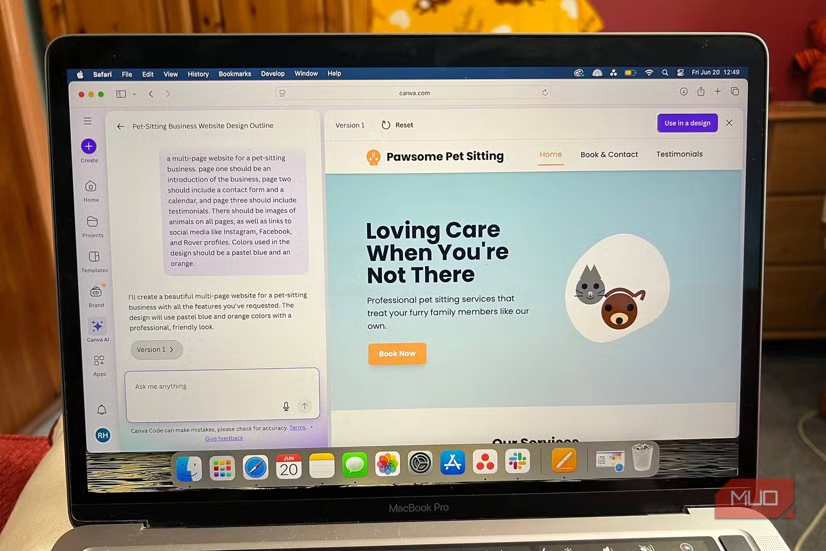 Thiết kế trang web được tạo bởi Canva Codes