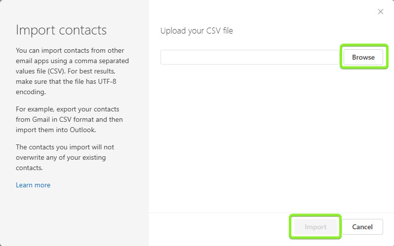 Nhập danh bạ vào Outlook