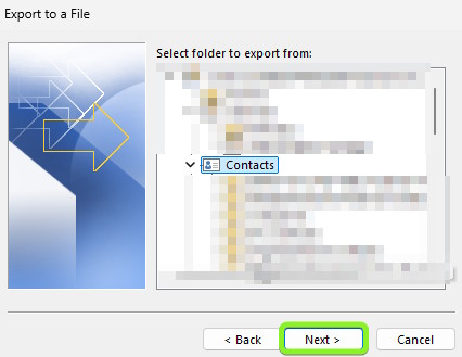 Thư mục danh bạ CSV trên Outlook