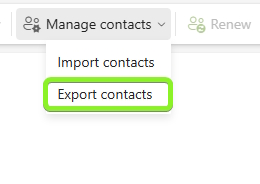 Export Contacts trên Outlook web