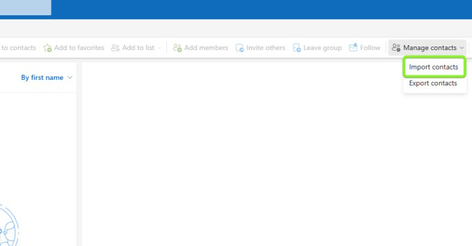 Import Contacts trong Outlook
