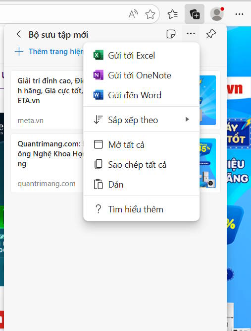 Tính năng Collections trên Edge