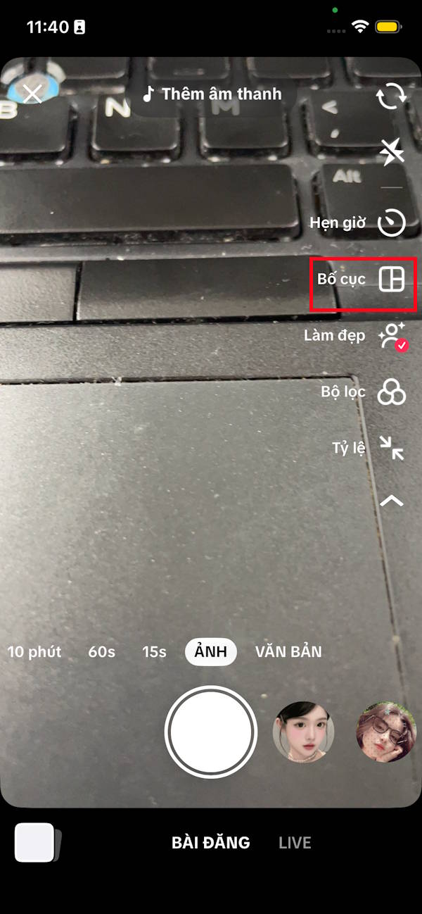 Chọn bố cục ghép ảnh trên TikTok