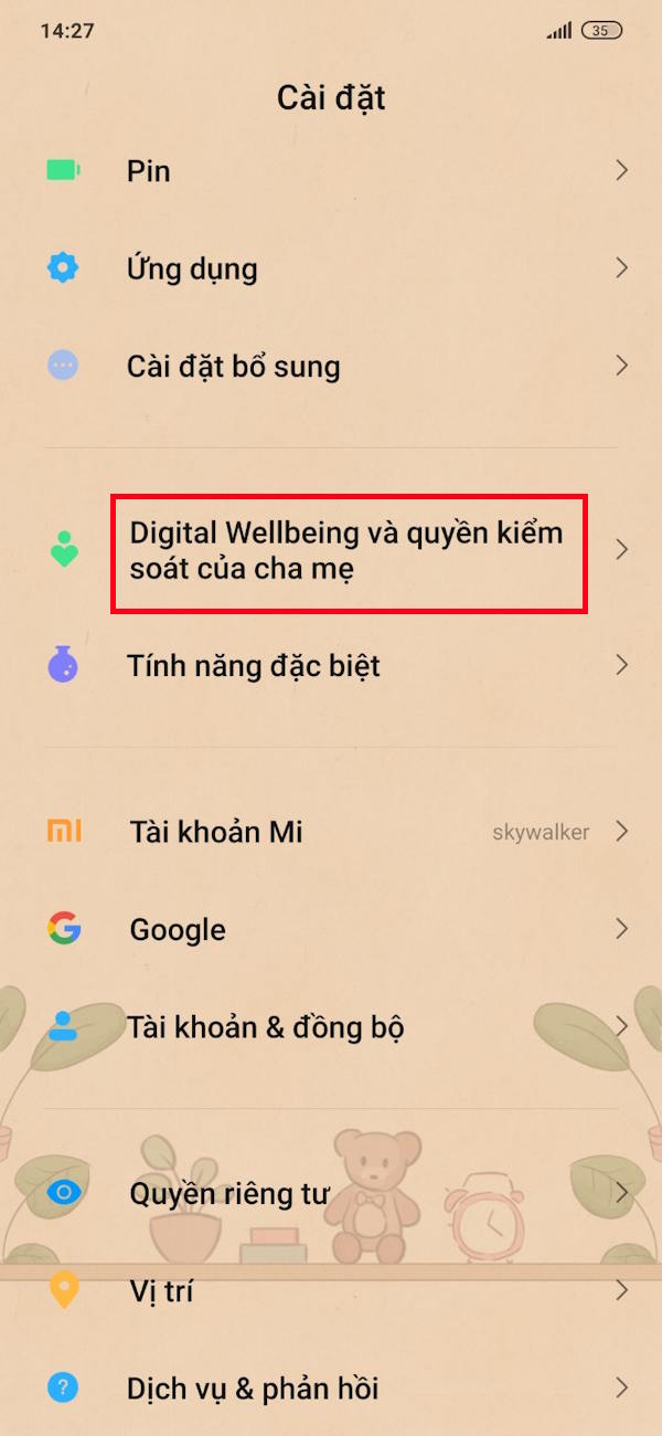 Truy cập Digital Wellbeing trên Android