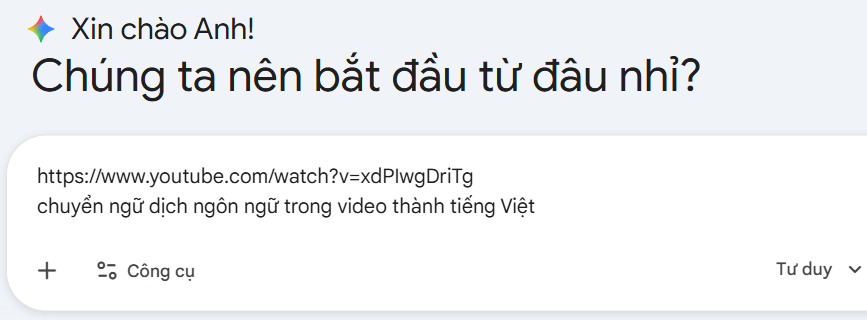 Yêu cầu dịch video qua link