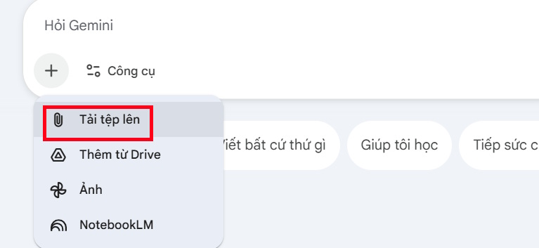 Tải video lên Gemini