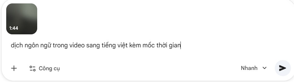 Lệnh dịch video trong Gemini