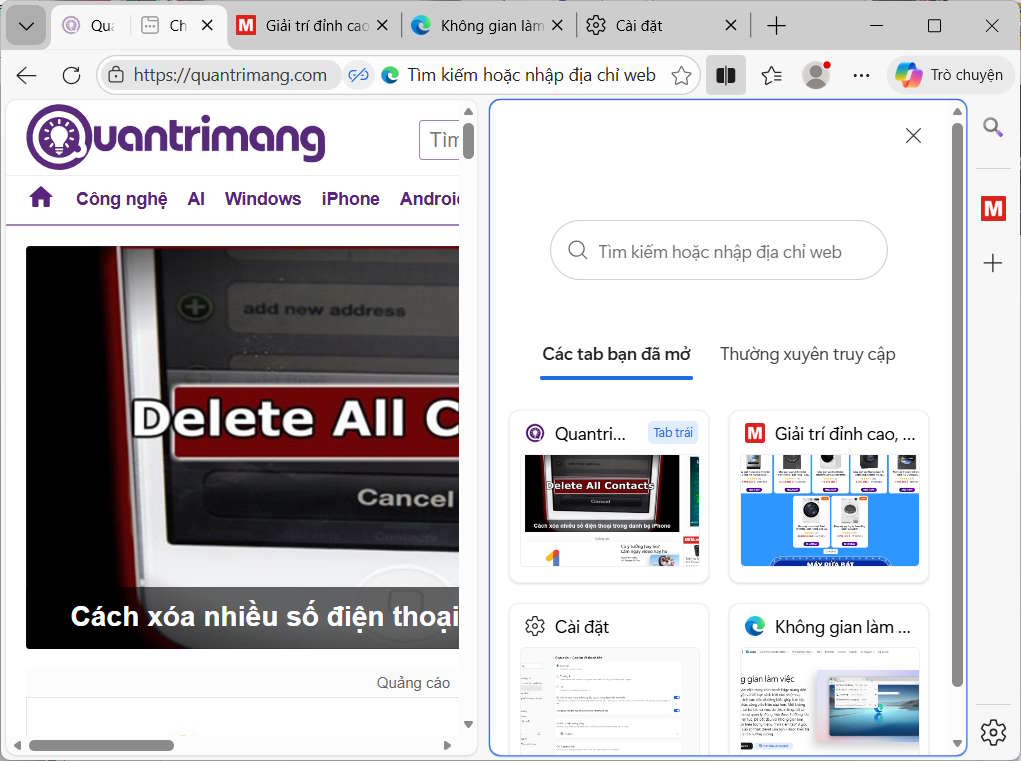 Màn hình Edge chia làm 2