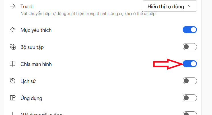 Hiện chia màn hình thanh công cụ trên Edge 