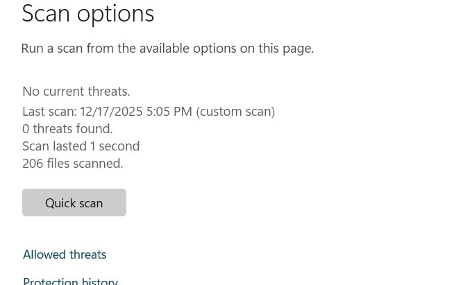 Chọn quét thư mục riêng lẻ Windows Security