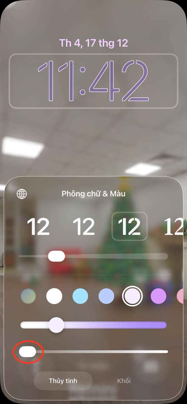 Tăng hiệu ứng Liquid Glass đồng hồ