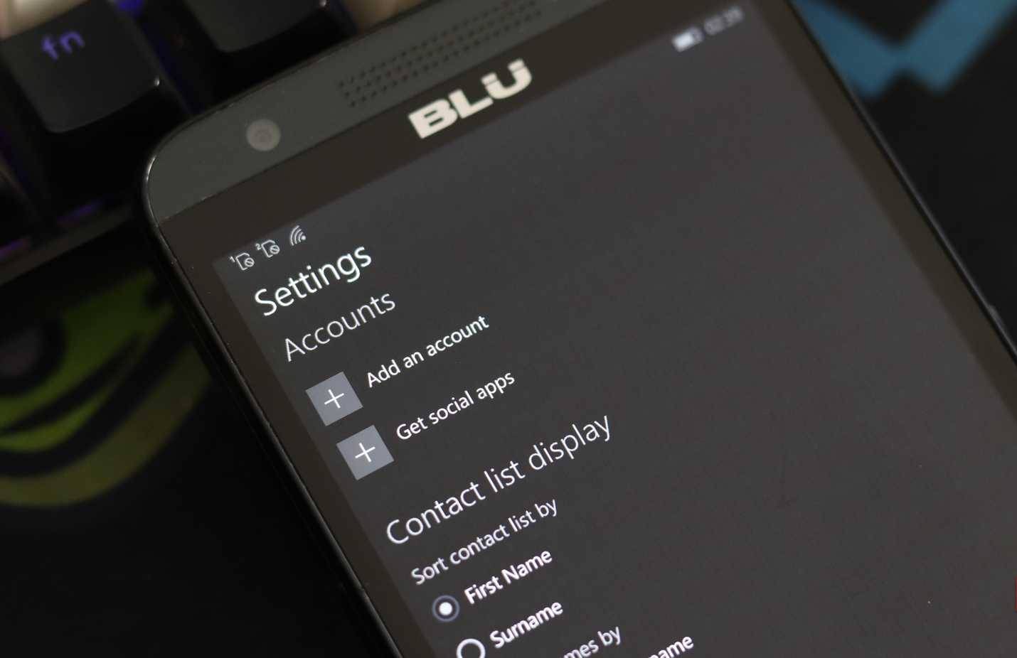 Màn hình cài đặt của trung tâm liên hệ