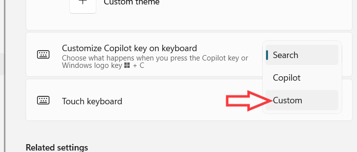 Chỉnh phím tắt Copilot