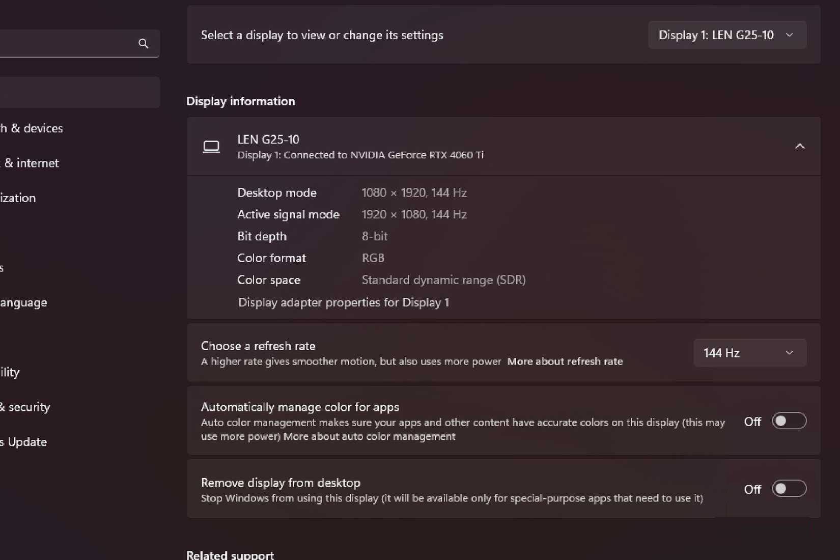 Tốc độ refresh Windows 11