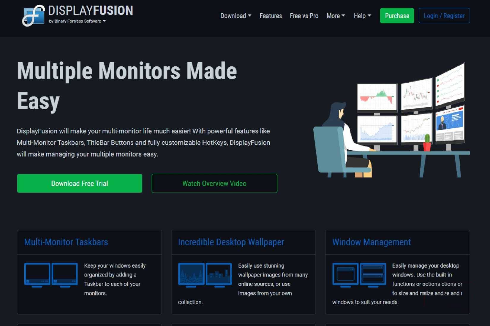 Trang web Display Fusion hiển thị một vài tính năng cụ thể mà công cụ này có thể làm