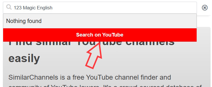 Nhập tên kênh YouTube trên SimliarChannels