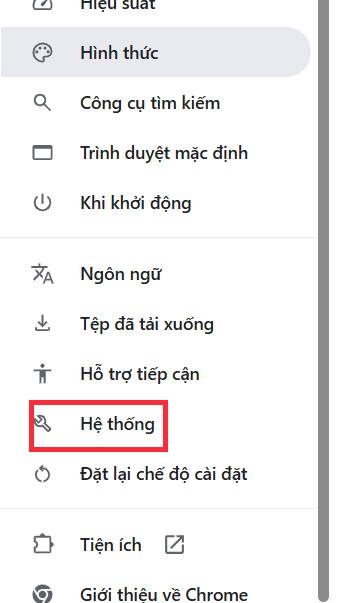 Hệ thống trên Chrome 