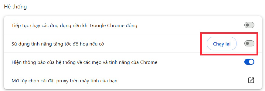 Tắt tăng tốc đồ họa trên Chrome 