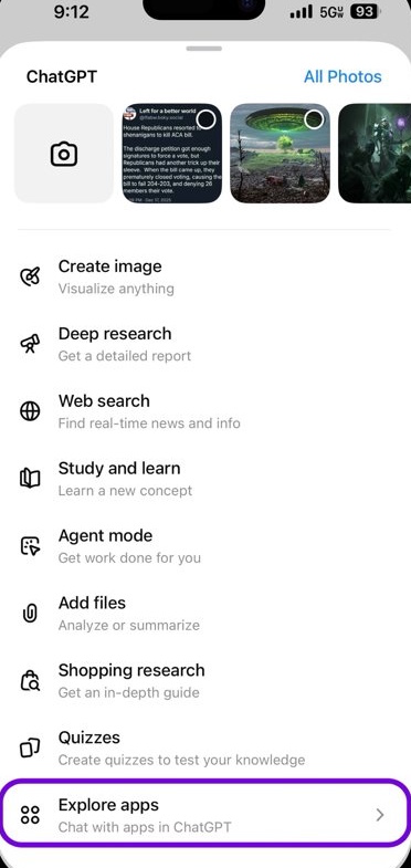 Mở ứng dụng trên ChatGPT