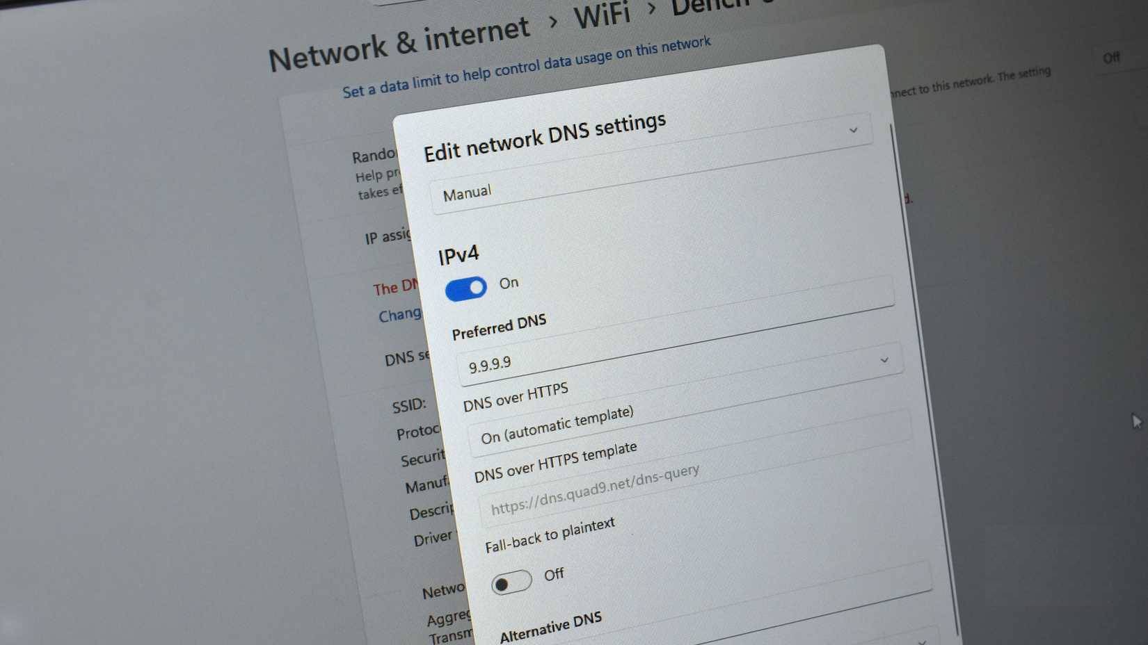 DNS over HTTPS trên cài đặt Windows 11