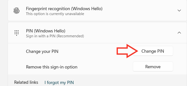 Đổi mã PIN đăng nhập Windows 11