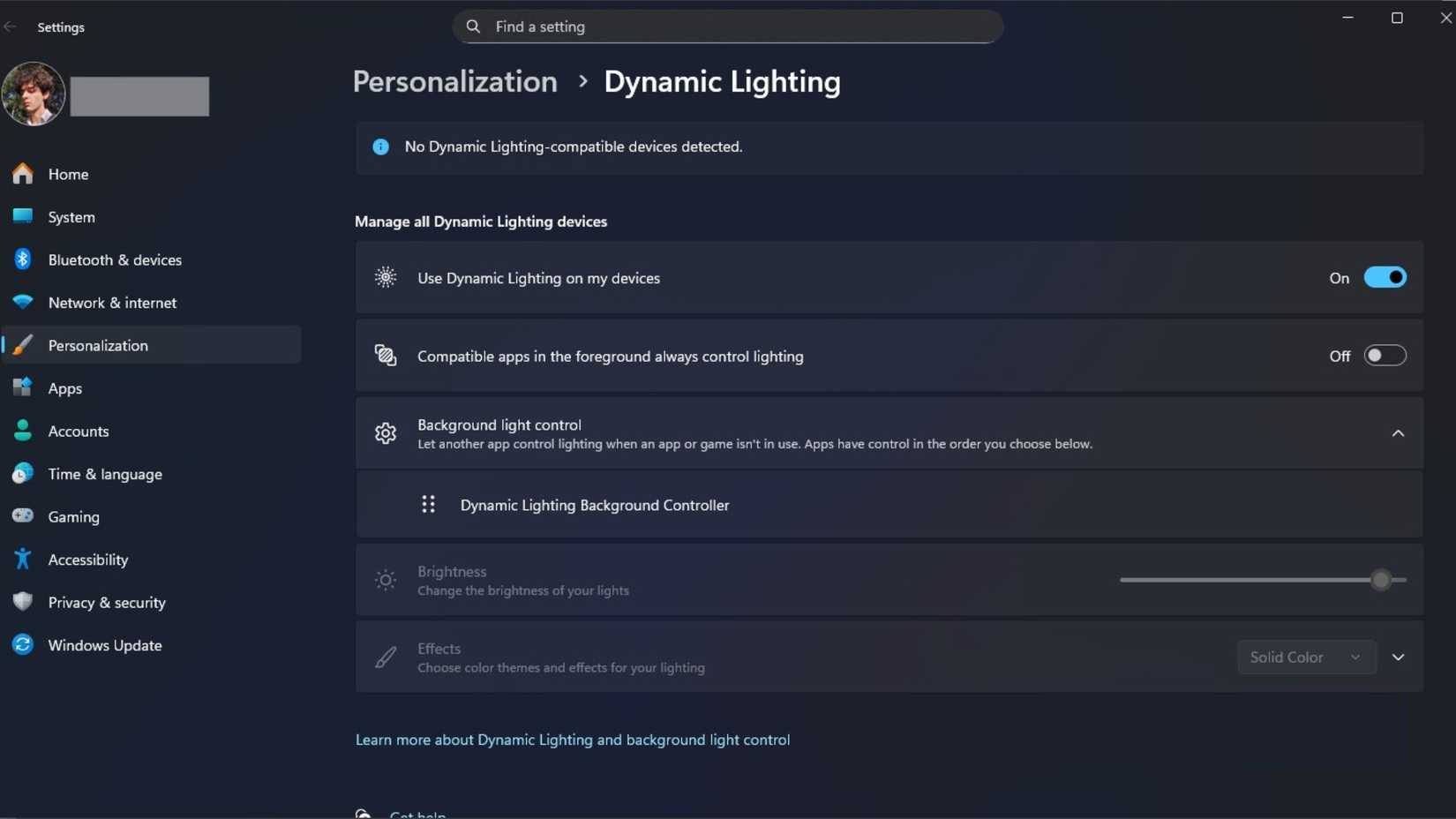 Cài đặt Windows Dynamic Lighting