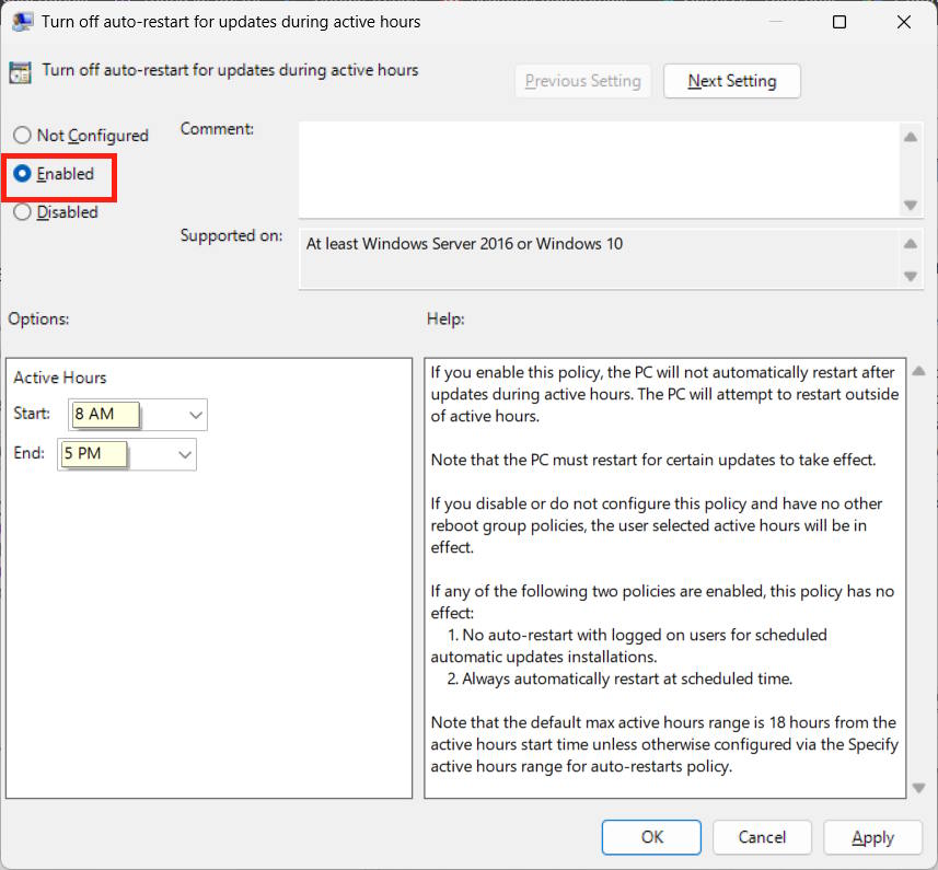 Vô hiệu hóa thông báo khởi động lại PC để update