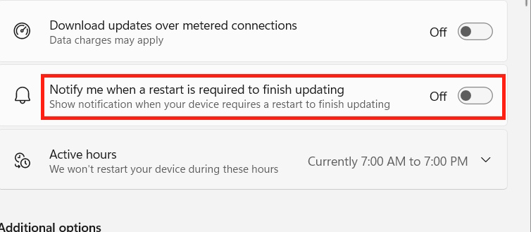 Tắt thông báo khởi động lại PC để update 