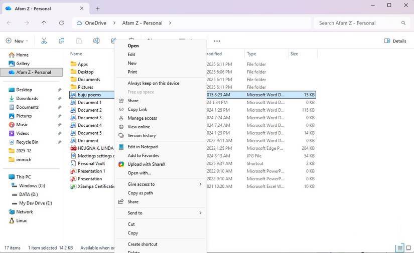 Tùy chọn lịch sử phiên bản của OneDrive