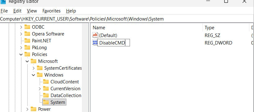 Đặt tên mới cho khóa