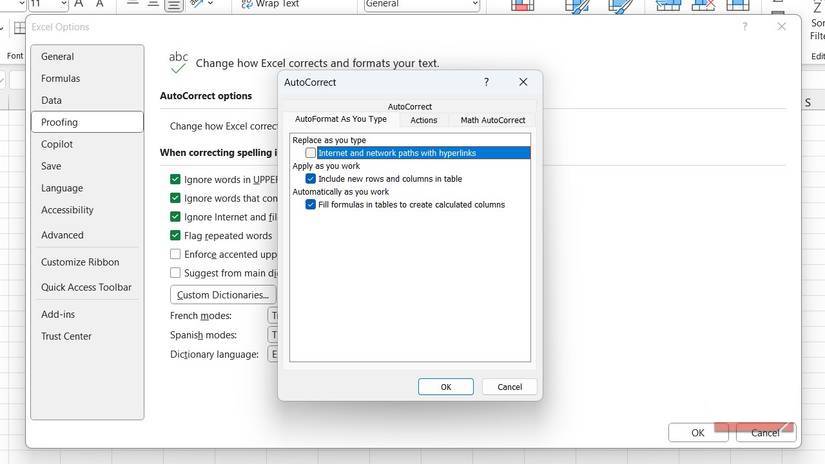 Vô hiệu hóa tính năng tự động chuyển URL thành siêu liên kết trong Excel