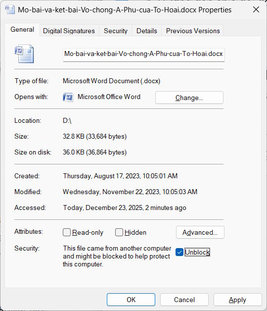 Bỏ chặn ứng dụng, tập tin