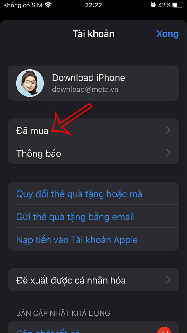 Ứng dụng đã mua 