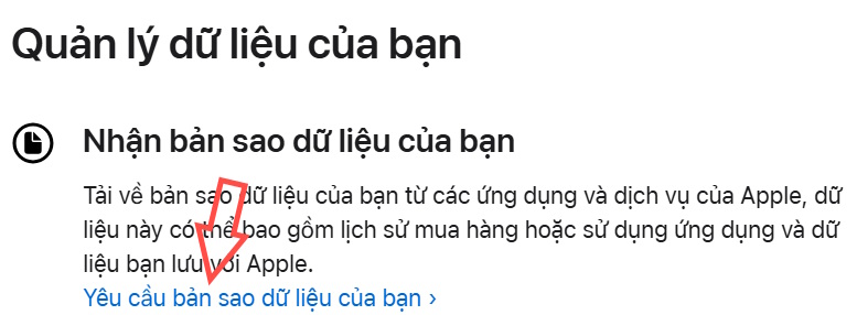 Yêu cầu bản sao dữ liệu của bạn